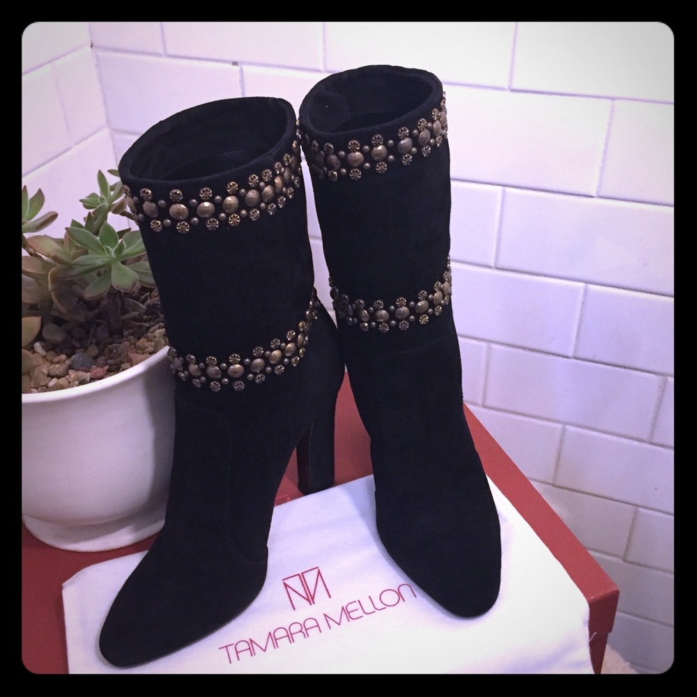 Tamara Mellon Downtown Stud Suede Boots